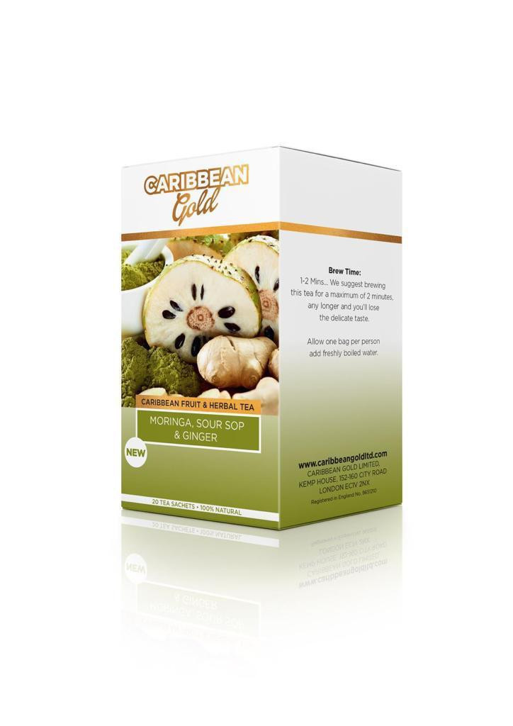 Caribbean gold herbal tea selection.