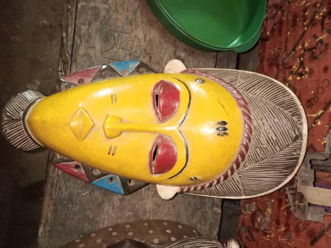 African Colorful Guro Mask Wall Decor Unique Hand Carved Tribal Art Piece
