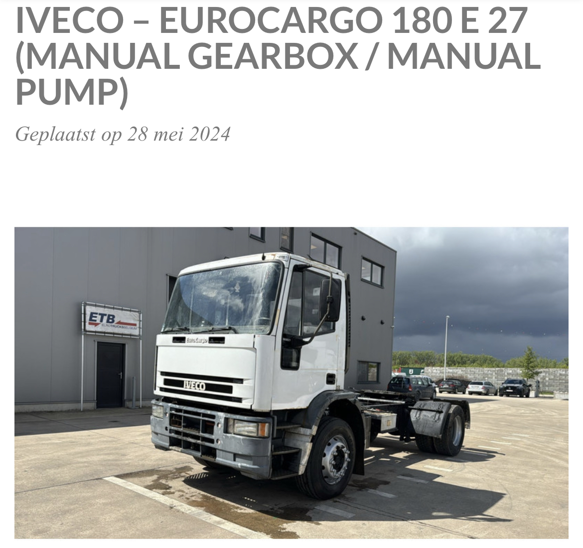 IVECO – EUROCARGO 180 E 27 (MANUAL GEARBOX / MANUAL PUMP)