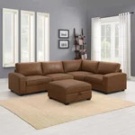 Leon 5-piece Fabric Sectional with Storage Ottoman